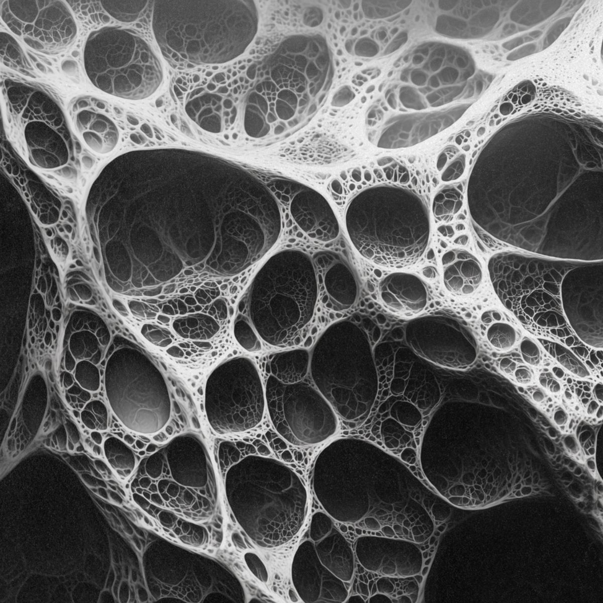 Close-up bone density structure illustrating a DEXA bone mineral density scan
